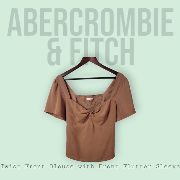 Abercrombie & Fitch Women's Brown Twist Front / Flutter Sleeve Top - Picture 1 of 9